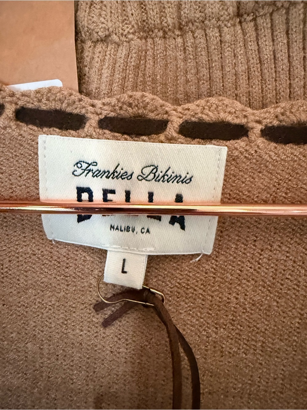 Frankie's Bikinis Tan Ribbed Track Pants & Button Cardigan Set - Picture 3 of 7